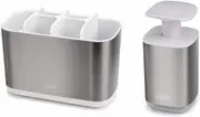 Joseph Joseph Stainless Steel Toothbrush Holder Soap Pump Bathroom Caddy Set