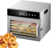 Multifunctional Smart Fruit Dryer, Electric Food Dehydrator, Stainless Steel Meat Dehydrator with 35-90°C Adjustable Thermostat, 24 Hours Timer, for Jerky, Meat, Fruit, Beef, Vegetables Snacks 6Tiers