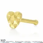 14K Real Gold Diamond-Cut Heart Stud Bone 8mm Nose Ring
