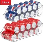 Fridge Can Organizer Set Clear Plastic Bins for Soda Pantry Kitchen Storage