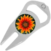 Orange Flower Golf Ball Marker Divot Repair Tool Bottle Opener