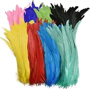 JMYLCTBD 50Pcs/Lot Colored Rooster Feathers Fly Tying Materials Indian Headdress Pheasant Chicken Feather 2 Royal Blue 30-35cm 12-14inch-19||25-30cm