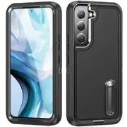 MCC Shockproof Samsung Galaxy S22+ Plus Case Cover Heavy Duty with Stand [Black+Black]