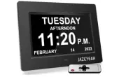 jazeyeah Digtal Clock with Day and Date for Seniors,12 Alarm Settings, Large Tim