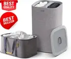 Laundry 2-piece set, 35L collapsible basket, 60L hamper with 2 removable bags, g