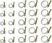 TAODAN 25pcs Ajustable Double Wire Hose Clamps Steel Wire Tube Hoop Clip Clamps Bolt Assortment Kit 5 Sizes (13-32mm)