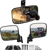 POKIAUTO Adjustable Side Mirrors and Rearview Mirror Kit for Polaris Ranger XP 1000/ Ranger 1000/ Crew 2018-2024 Accessories