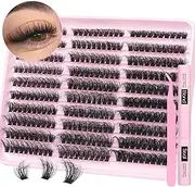 Fluffy Lash Extension Kit 60D+80D+100D Lash Clusters Thick Eyelash Extension Kit 10-18mm Individual Lashes Kit 300PCS Eyelashes Extension with Bond and Seal and Lash Extension Tweezers by TNFVLONEINS