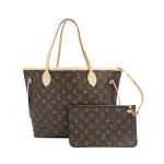 【LOUIS VUITTON 路易威登】NEVERFULL MM 手提肩背托特包(M40995-米)