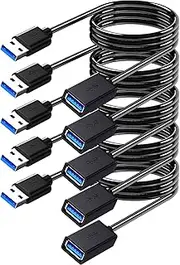 5Pack USB Extender Cable, tunghey USB 3.0 Extension Cable Male to Female USB Cable High-Speed Data Transfer Compatible with USB Flash Drive, Hard Drive, Keyboard,Mouse,Printer, Webcam (2M)