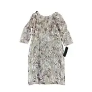 Aidan Mattox Women's Champagne Bateau Neck Embellished Sequin Sheath Dress - 12