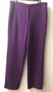 Escada TOVAH Flat Front Straight Leg Wool Amethyst Dress Pants Sz 42 NEW $795