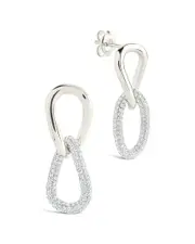 Sterling Forever Silver CZ Taissa Chain Link Stud Earrings