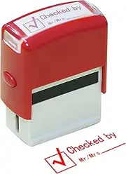 Onperpoe Self Inking Rubber Stamp, Refillable Red Ink Label Stamp, Personalised Ink Stamp Business Stamp for Home, School, Office (Checked by)