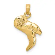 14k Yellow Gold 3-D Cowboy Boot Charm