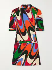 [PUCCI] PUCCI - Printed Crepe Turtleneck Mini Dress - Red - IT42 IT 42 Red