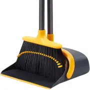 Broom with Dustpan Combo Set with Rubber Lip, Broom and Dustpan Set with Adju...