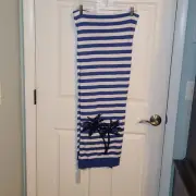 Tommy Bahama Blue Striped Lambswool Cashmere Blend Palm Tree Intarsia Scarf NWT