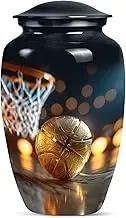 Basketball Urn - Large Urns for Adult Human Ashes Male & Female - Funeral Cremation Urn for Mom, Dad, Men & Women - 10 Inch Memorial Black Urns