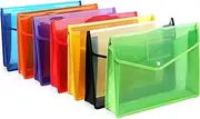 Fasmov 7 Pack A4 Plastic Wallet Folder Envelope,Waterproof Poly Envelope Plastic File Wallet Document Folder with Button Closure for School Home Work Office Organization