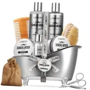 Mens Gifts, Sandalwood Beard Grooming Kit, Mens Grooming Kit for Boyfriend