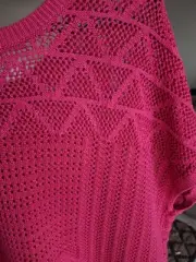Gorman New Hot Pink Top, Metallic Accents Size 16 Box Shape, Patterned