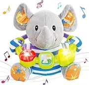 Qizebaby Toys for Babies 0 3 6 9 12 Months-Plush Elephant Music Toddler Toy- Newborn Musical Toys for Baby 6 to 12 Months-Montessori Stuffed Animal for Kids- Baby Toys Gifts for Boys Girls Toddlers
