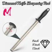 8/12 INCH Diamond Knife Sharpening Steel Honing Rod Oval Stick Kitchen Sharpener