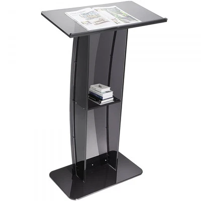 Acrylic Podium 47 Inch Tall Floor Standing Clear Lectern with Storage Shelf for