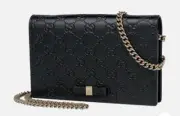 GUCCI Guccisima Shoulder Bag Chain wallet 2WAY Shoulder Bag Sima leather Bla...