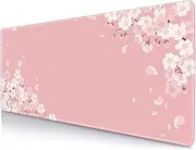 IMAYONDIA Pink Japanese Desk Mat, Cherry Blossom Large Gaming Mouse Pad, Non-Slip Rubber Base Mousepad Desk Decor for Women, Desk Pad for Work, Game, Office, 31.5x11.8 Inch- Sakura Flowers Aesthetic