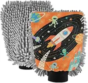 Cartoon Cute Orange Spaceship Planet Car Wash Mitt Scratch Free Car Washing Gloves Car Washing Sponges
