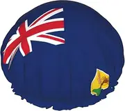 Flag Of The Turks And Caicos Islands Print Various Activities Shower Cap Reusable Soft And Lightweight Bath Hair Cap Long Hair