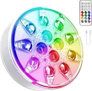 VICHTOP Rechargeable Pool Lights - 1 Pack, IP68 Waterproof Submersible LED Pool Lights with Remote, Pool Decor Light Accessories for Inground Pools, Above Ground Pools, Party Decoration