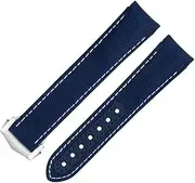 [KKFAUS] 20mm Green Nylon Fabric Watchband Fit For Omega Strap For AT150 Seamaster 300 Planet Ocean De Ville Speedmaster Curved End Watch Band