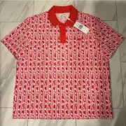 Lacoste Men's All Over Polo T-Shirt Pink Red White $145 New