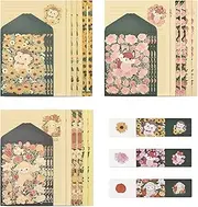 BAYTORY 36Pcs Stationery Paper and Envelopes Set, Cute Animal Patterns Envelope, Love Letter Papers Letter Writing Kit, 18 Paper Sheets + 9 Envelopes (Sheep, Hedgehog, Fox)