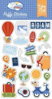 Echo Park Puffy Stickers-Born To Travel