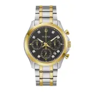 Bulova 98D159 Chronograph Diamond Accented Dial Two Tone Men's Watch ~ NEW ~$450
