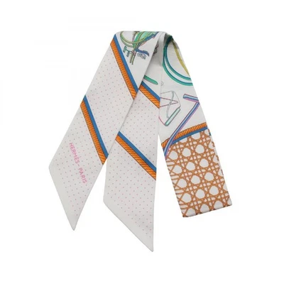 RARE HERMES HERMES Twilly LES VOITURES A TRANSFORMATION HERMES Silk Scarf Used