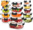 15Pc Glass Food Storage Containers Set with Lids, Leakproof Meal Prep, BPA-Free