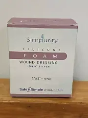 simpurity foam ionic silver Wound dressing 2×2 12 Pads.