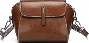 [GIGBIRD] Flap Shoulder Bag for Women Oil Wax Genuine Leather Shell Shape Crossbody Fashion Stitching Handbag Purse Clutch