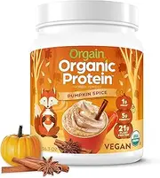 Orgain Organic Vegan Protein Powder, Pumpkin Spice - 21g Plant Based Protein, Gluten Free, Dairy Free, Lactose Free, Soy Free, No Sugar Added, Kosher, For Smoothies & Shakes - 1.02lb
