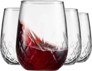 Set of 4 Stemless Wine Glasses Beverage Cups Italian Made - Dublin Collection