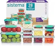 [Sistema] KLIP IT Food Storage Containers | Airtight & Stackable Meal Prep Containers with Lids | School Lunch Boxes & Snack Boxes | BPA-Free | 28 Count (14 Containers & Lids)