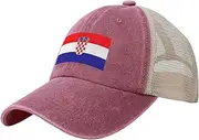 [Generic] Flag of (Croatia) Cowboy Mesh Baseball Cap for Croatian Man Woman Outdoor Adjustable Denim Hat