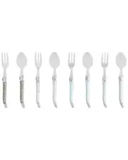 French Home Laguiole Mother of Pearl Dessert Spoons and Forks (Set of 8)