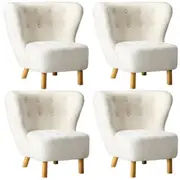Oikiture 4x Armchair Highback Lounge Accent Chair Couches Sofa Sherpa White