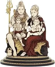 PLEASANTINO - 4 Inch Shiv Parivar Wood Carved Statue in Exotic Hard Woods - Multi Layered Hand Made Wooden Lord Shiva Family Idol for Car Dashboard, Home, Office, and Travel
